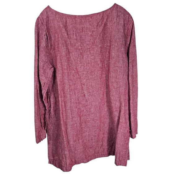 Soft Surroundings Boatneck LS Linen Tunic Top XL Relaxed Fit Pink Coastal Beach - Picture 2 of 8